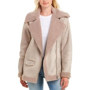 AVEC LES FILLES Faux Shearling Biker Jacket